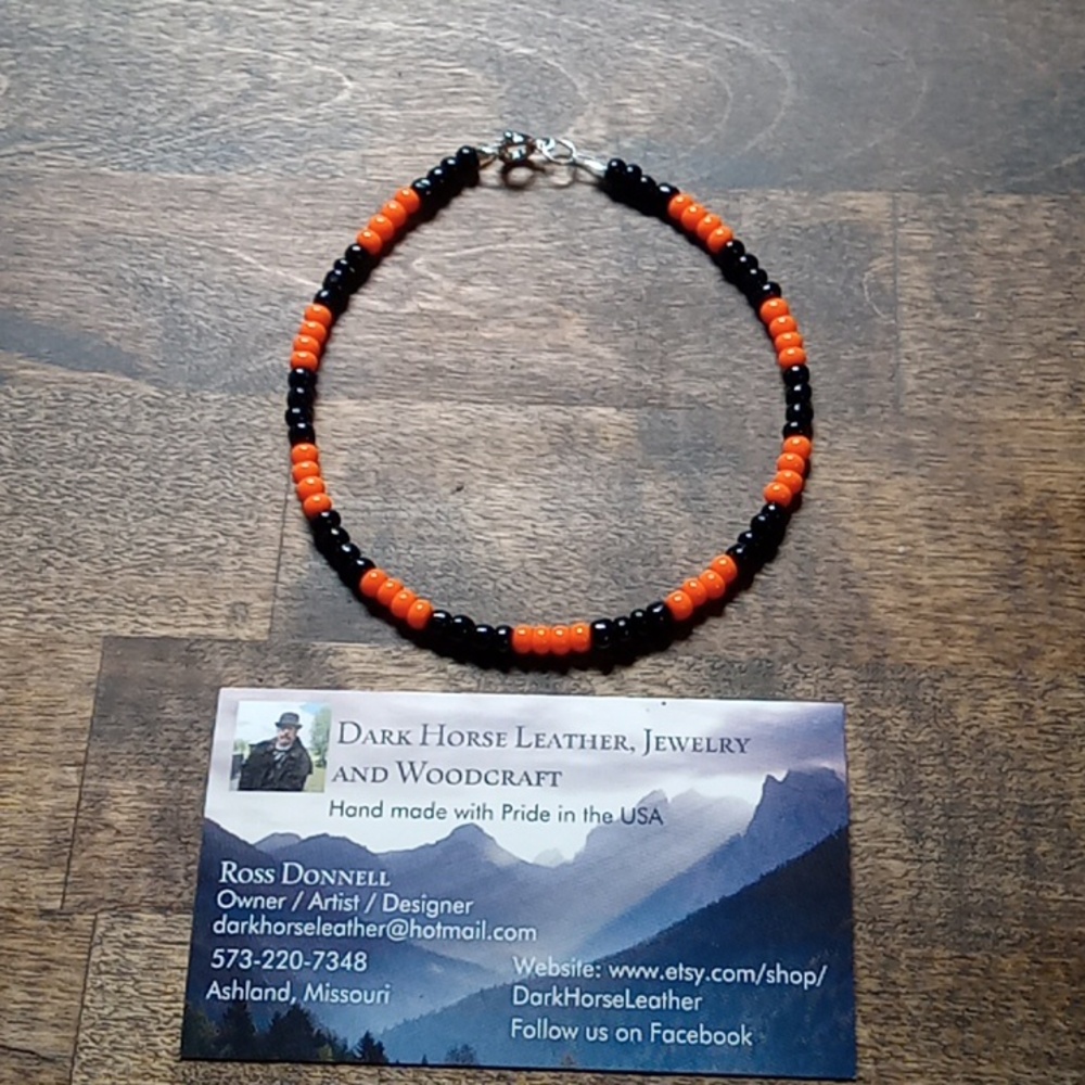 Black and Orange beaded Anklet